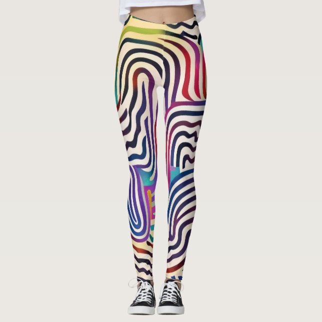 Legging Linhas de cores onduladas (Frente)