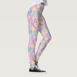 Legging Linhas de Formas Geométricas Abstrato de Pastel Co