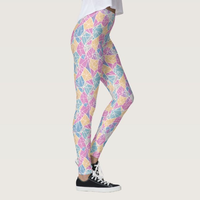 Legging Linhas de Formas Geométricas Abstrato de Pastel Co (Direita)