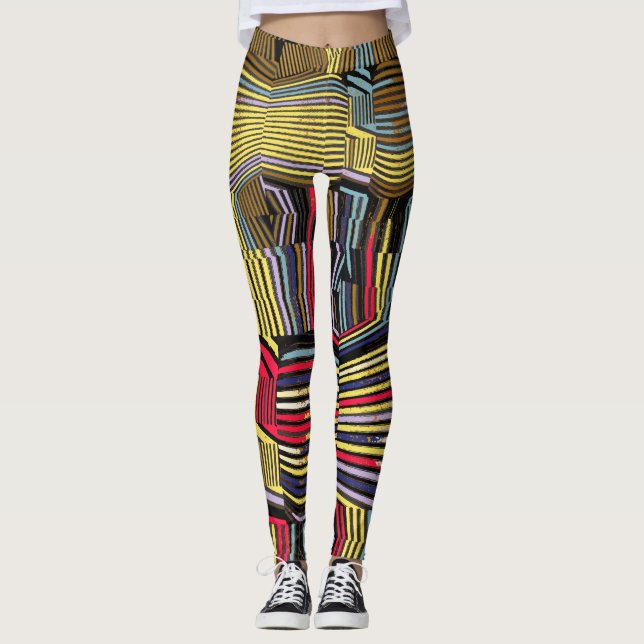 Legging Linhas de Grafite Neon Móvel e Vestido (Frente)