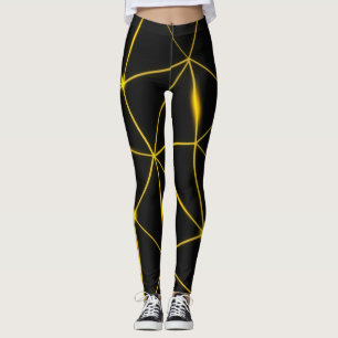 Legging Linhas de ouro de triângulos negros geométricos