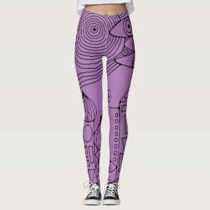 Legging Linhas Desenhadas à Mão por EDDArt - Venham juntos
