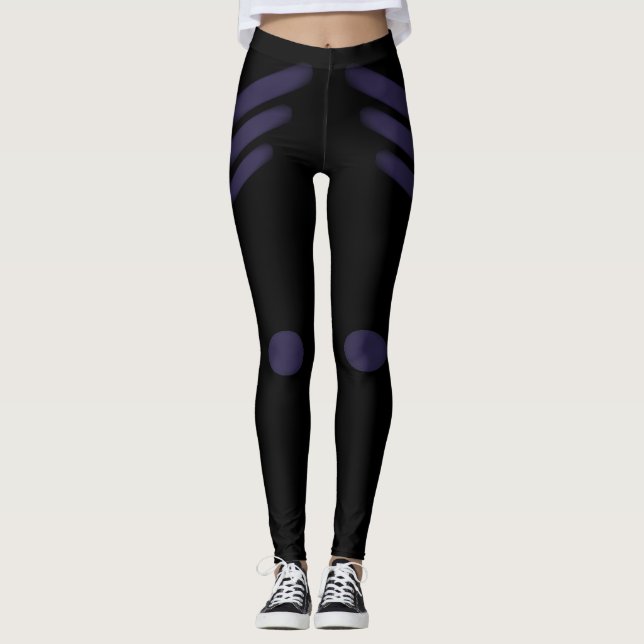 Legging Linhas Diagonais Modernas em Azul Índigo sobre Pre (Frente)