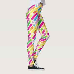 Legging Linhas diagonais pop art do arco-íris do monograma