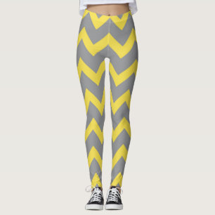 Legging Linhas do padrão da cinza amarela Chevron