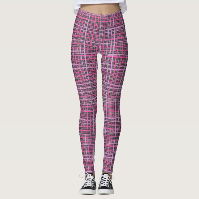 Legging Linhas finas Padrão verificado C09.pink na DGrey (Frente)