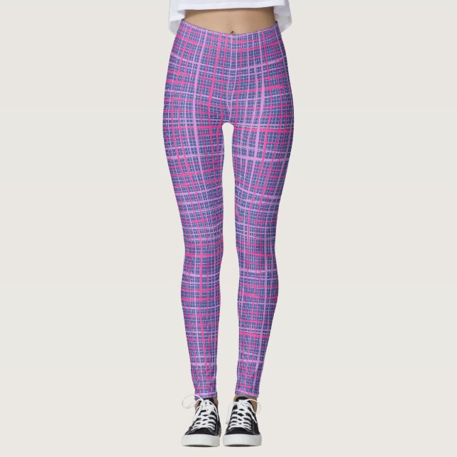 Legging Linhas finas Padrão verificado C09.pink no LBlue (Frente)