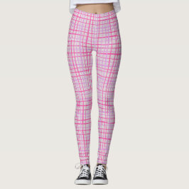 Legging Linhas finas Padrão verificado C09.rosa em branco