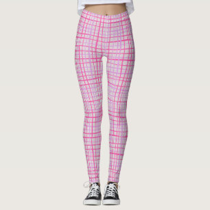 Legging Linhas finas Padrão verificado C09.rosa em branco