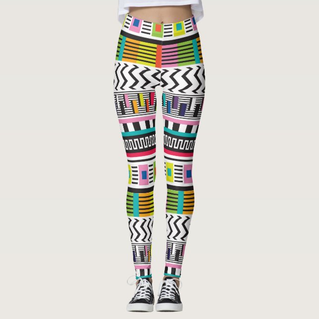 Legging Linhas Geométricas Brilhantes: Abstrato sem costur (Frente)