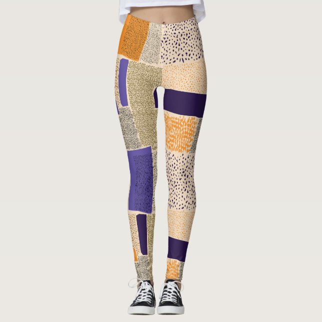 Legging Linhas Geométricas Disparadas: Abstrato Art (Frente)