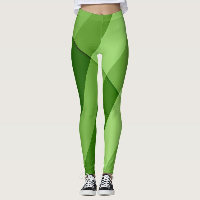 Legging Linhas geométricas verdes verdes e verdes (Frente)