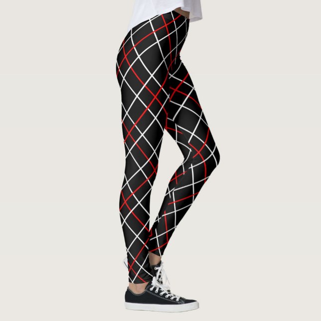 Legging Linhas Gráficas Vermelhas e Brancas com Design Xad (Criador carregado)