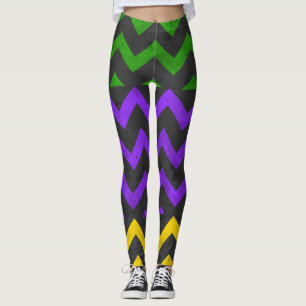 Legging Linhas Mardi Gras Purple Green Yellow Chevron