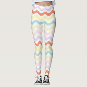 Legging Linhas Onduladas Coloridas Geométricas Pastel Ador