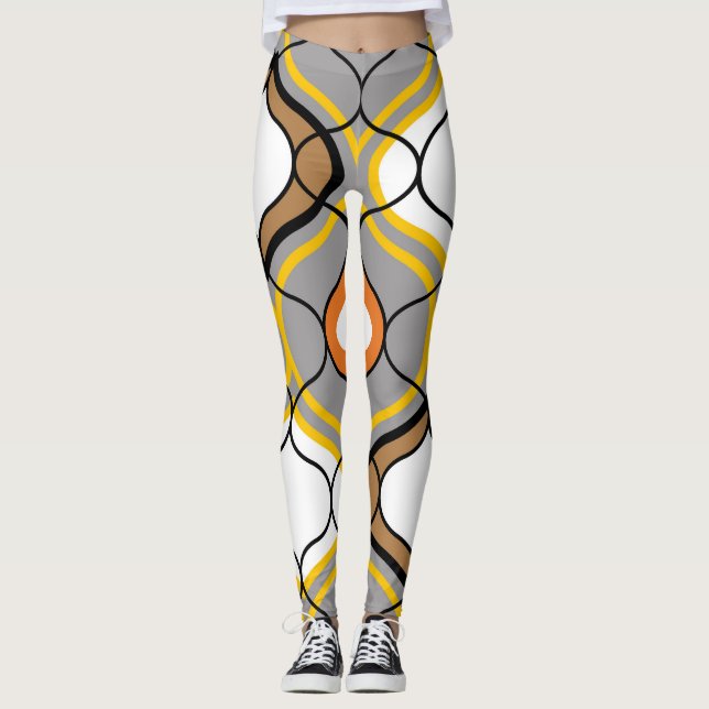 Legging Linhas onduladas, padrão geométrico sem costura. (Frente)