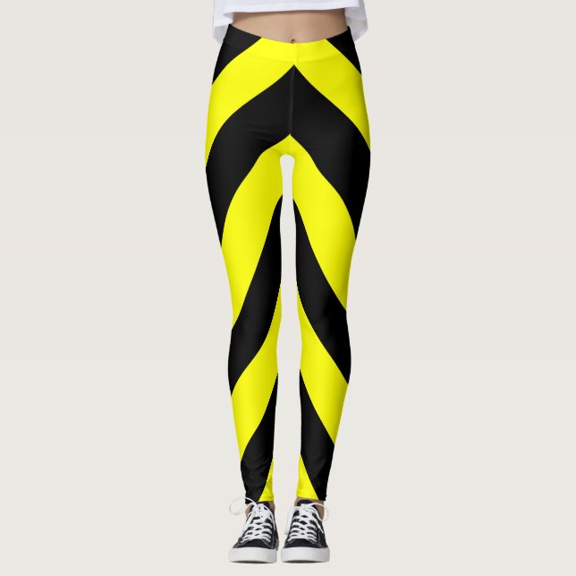 Legging Linhas pretas & amarelas teste padrão (Frente)