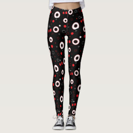Legging Linhas Pretas e Brancas e Abstrato de Bolinhas