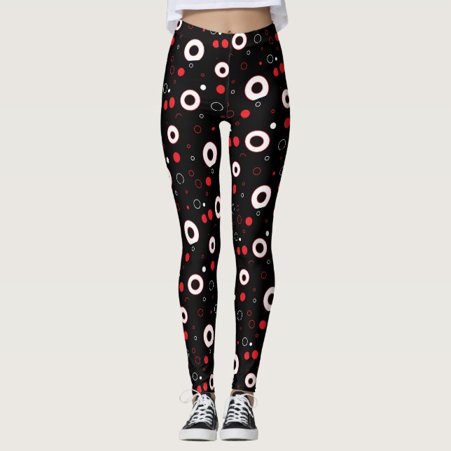 Legging Linhas Pretas e Brancas e Abstrato de Bolinhas (Frente)