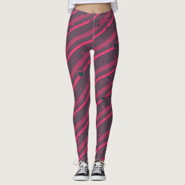 Legging Linhas Púrpuras e Rosa &Corações