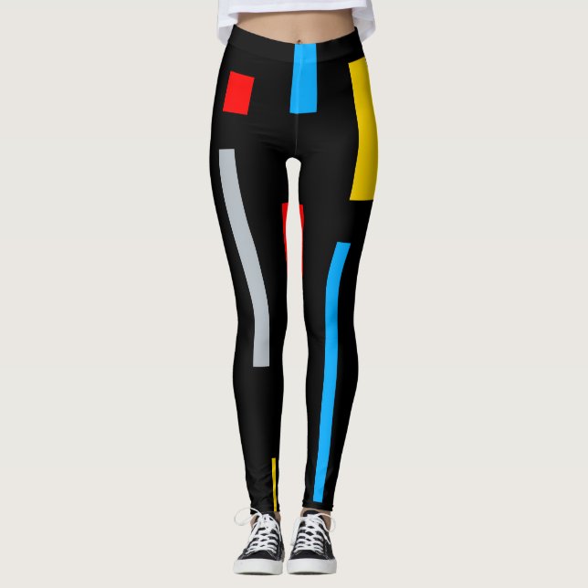 Legging Linhas quadradas geométricas primárias de cores mo (Frente)