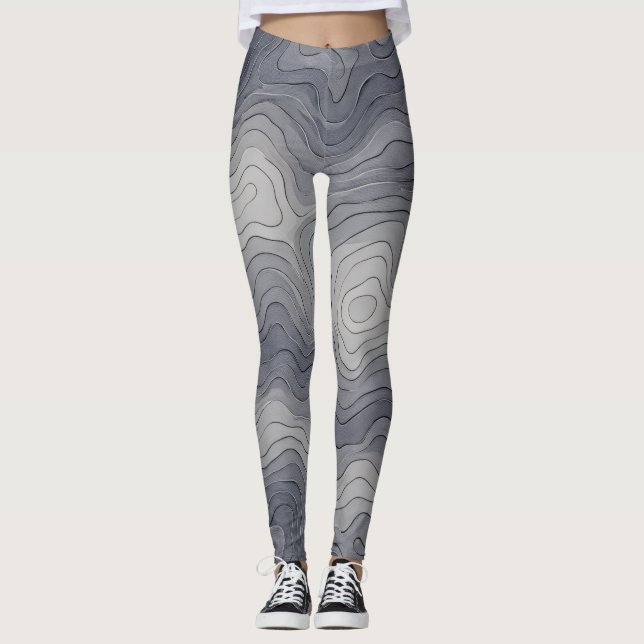 Legging Linhas Suaves de Elevação – Escala de Cinza (Frente)