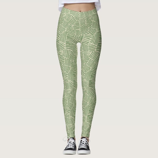 Legging Linhas Verdant Tecidas | Moderna Geometria do Sécu (Frente)