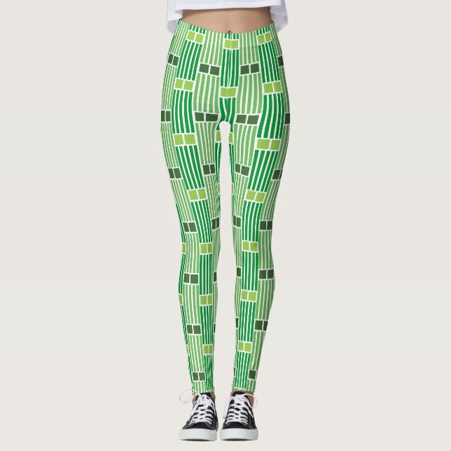 Legging Linhas verdes e caixas (Frente)