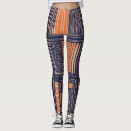 Legging Linocut inspirado em Abstrato vibrante e inspirado