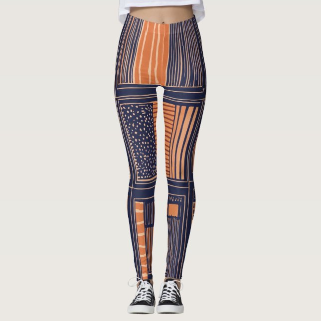 Legging Linocut inspirado em Abstrato vibrante e inspirado (Frente)