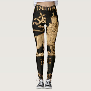 Legging Lion of Judah Ir - Rasta Gold Power yoga -