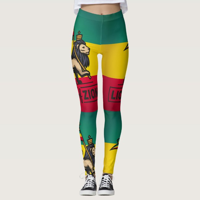 Legging Lion of Zion Ir - Rastafari Power yoga - (Frente)