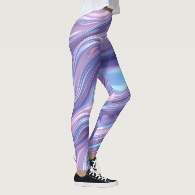 Legging Liquid Holographic Flow – Seamless Abstract  (Direita)