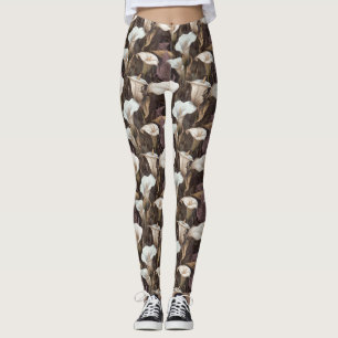 Legging Lírios Calla atléticos de marfim Presentes do Dia 