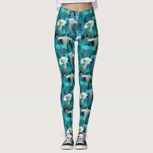 Legging Lírios Calla Exercício de flor Lírios Calla Brilho
