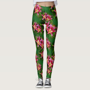 Legging Lírios olímpicos da tocha do rosa quente