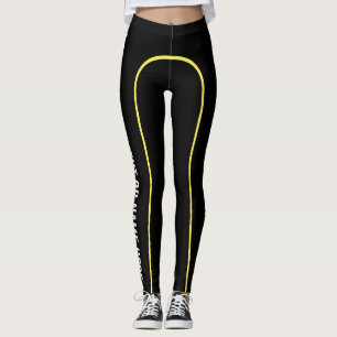 Legging Listra amarela Caneleiras nomeadas Customisable do