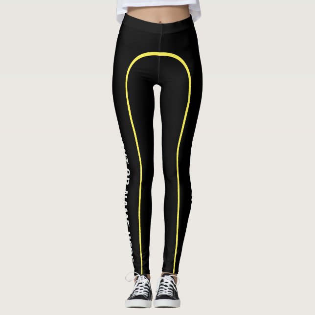 Legging Listra amarela Caneleiras nomeadas Customisable do (Frente)