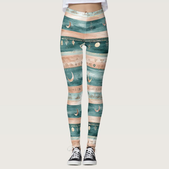 Legging Listra Celestial Mínima em Tons Terrosos (Frente)