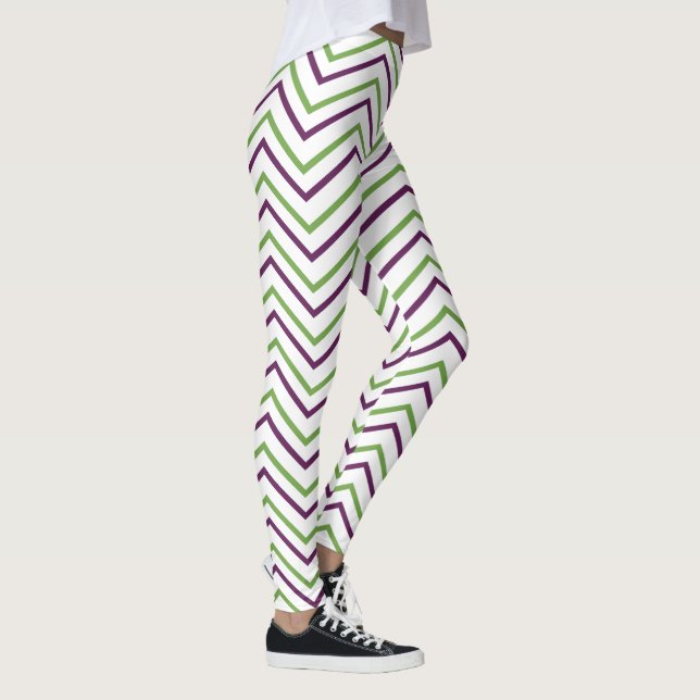 Legging Listra Chevron Verde Roxo  (Direita)