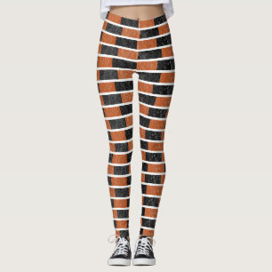 Legging Listra de Aquarela de Halloween Preta e Laranja