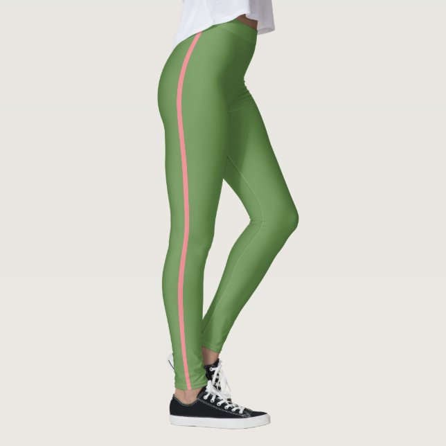 Legging Listra de corrida coral e verde (Direita)