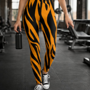Legging Listra de Tigre Clássica Laranja e Preta Animal