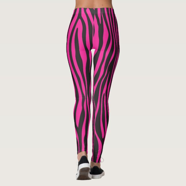 Legging Listra de zebra rosa e preta (Verso)