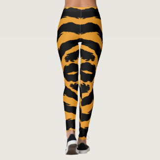 Legging Listra Ousada de Tigre Preto Laranja Pele Animal