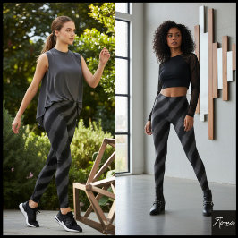 Legging Listra Xadrez Preto e Cinza Monocromático