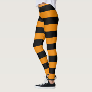 Legging Listrado alaranjado e preto do estilo do Dia das