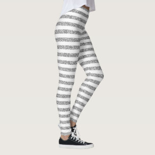 Legging Listrado branco & cinzento com as caneleiras de