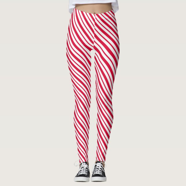 Legging Listrado de Bastão de Natal (Frente)