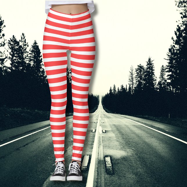 Legging Listrado Horizontal Simples Rosa e Branco (Criador carregado)